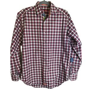 Robert Graham X Shirt Size Medium‎ Burgundy Plaid Paisley Patchwork L/S